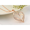 Double Heart Real 18K Rose Gold Plated Tin Alloy Pendant Necklaces NJEW-AA00064-37G-2