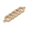 Rack Plating Brass Micro Pave Clear Cubic Zirconia 5 Rings Connector Charms KK-A234-080G-2