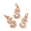 Brass Micro Pave Grade AAA Cubic Zirconia Charms ZIRC-P067-11RG-S-NR-1