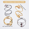   4Pcs 2 Colors 304 Stainless Steel Snake Wrap Open Cuff Ring with Rhinestone for Women RJEW-PH0001-09-2