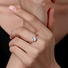 Flat Round Rhodium Plated 925 Sterling Silver Moissanite Finger Rings for Women WG84544-15-2