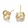 Brass Micro Pave Clear Cubic Zirconia Stud Earring Findings KK-S360-005-NF-2