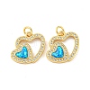 Valentine's Day Brass Micro Pave Cubic Zirconia with Synthetic Opal Pendants KK-D096-02B-G-1