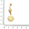304 Stainless Steel Crystal Rhinestone Carved Barbell Dangle Belly Rings STAS-C147-18A-G-4