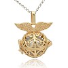 Golden Tone Brass Hollow Round Cage Pendants KK-J237-05G-3