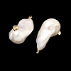 Brass & Pearl Micro Pave Cubic Zirconia Pendants KK-H259-13C-G01-2