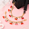 2Pcs 2 Styles Acrylic Red Pink Cherry Charm Brass & Aluminium Bag Decorative Chains PURS-SC0001-04-5