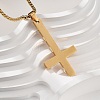 304 Stainless Steel Upside Down Cross Pendant Box Chain Necklaces NJEW-NH0001-07G-2