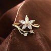 Rack Plating Brass Micro Pave Cubic Zirconia Finger Rings for Women LS-RJEW-M027-01G-01-1