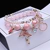 2Pcs 2 Styles Plastic & Glass Beaded Stretch Bracelets FS-WGE3E77-01-1