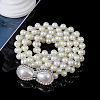 White Acrylic Imitiaotn Pearl Beaded Elastic Chain Belts with Alloy Buckles WGEAB88-04-1