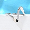 Rhodium Plated 925 Sterling Silver Wave Cuff Rings RJEW-D300-02P-4