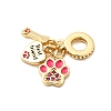 Brass Micro Pave Camellia Cubic Zirconia European Dangle Charms X-KK-F904-09G-2