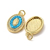 Brass Micro Pave Cubic Zirconia with Synthetic Opal Pendants KK-D096-03A-01-2