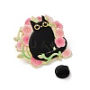 Black Cat & Flower Enamel Pins JEWB-Z048-09G-03-3