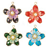 8Pcs 4 Colors Glass Pendants PALLOY-TA00350-3