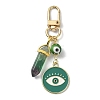 Flat Round with Evil Eye Alloy Enamel & Gemstone Bullet Pendant Decorations HJEW-JM01262-2