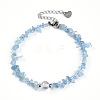 Natural Aquamarine Chip Beads Bracelets for Women BJEW-T022-03B-1