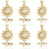 6Pcs Rack Plating Brass Micro Pave Cubic Zirconia Pendants KK-BBC0020-64-5