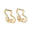 Brass Micro Pave Clear Cubic Zirconia Screw Carabiner Lock Charms KK-Z118-06G-06-1