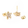 Crystal Rhinestone Star Stud Earrings EJEW-I278-02G-2