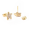 Crystal Rhinestone Star Stud Earrings EJEW-I278-02G-2