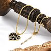 Brass Micro Pave Clear Cubic Zirconia Black Leopard Print Heart Pendant Necklaces for Women NJEW-M079-02G-3