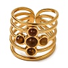 Cross Natural Tiger Eye Finger Rings RJEW-Q822-41G-02-2