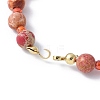 Cubic Zirconia & Natural Dyed Round Imperial Jasper Beaded Bracelet Making KK-F892-23G-2