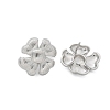 Brass Flower Stud Earrings EJEW-R016-17P-2