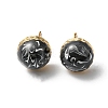 Enamel Half Round Stud Earrings EJEW-P229-01G-2