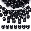 20Pcs Black Cube Letter Silicone Beads 12x12x12mm Square Dice Alphabet Beads with 2mm Hole Spacer Loose Letter Beads for Bracelet Necklace Jewelry Making JX433X-1