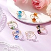 Flower Glass Finger Rings RJEW-JR00841-1