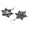 Halloween Theme Spider Web with Spider Handmade Glass Seed Beaded Dangle Earrings EJEW-MZ00481-01-5