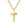 Personalized Stainless Steel Textured Alphabet Initial Pendant Necklaces for Women Men RF0956-20-1
