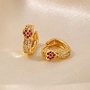 Elegant Heart-shaped Brass Cubic Zirconia Hoop Earrings for Women CH6025-2-1