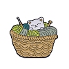 Yarn Knitting Theme Basket & Cat Enamel Pins PW-WG86383-03-1
