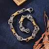 Ion Plating(IP) Two Tone 201 Stainless Steel Column & Oval Link Chain Bracelet BJEW-B078-30GP-2