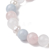 Natural Mixed Gemstone & Pearl Round Beaded Stretch Bracelets for Women BJEW-JB11041-5