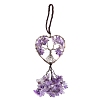 Wire Wrapped Chips Natural Amethyst Big Pendant Decorations HJEW-H057-01A-2