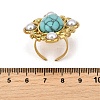 304 Stainless Steel with Turquoise and Plastic Imitation Pearl Adjustable Cuff Rings for Women LS-RJEW-Z096-02G-01-3