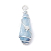 Electroplated Natural Quartz Crystal Dyed Copper Wire Wrapped Pendants PALLOY-JF02327-04-3