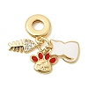 Brass Micro Pave Clear Cubic Zirconia European Dangle Charms KK-Z150-11G-1