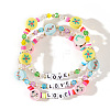 3Pcs Christmas Theme Handmade Polymer Clay & Glass Bicone Beads Stretch Bracelet Sets QY3550-4-1