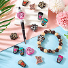 16Pcs 8 Styles Leopard Print Pattern Silicone Focal Beads SIL-TA0002-69-7