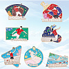 7Pcs 7 Styles Sports Themed Alloy Enamel Brooches JEWB-SC0001-69-7