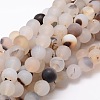 Frosted Natural Dendritic Agate Round Beads Strands G-E322D-6mm-1