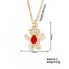 Brass Light Siam Rhinestone Cute Bear Pendant Necklaces for Women ME0336-5-1