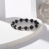 Round Natural Lava Rock & Heart Alloy Beads Stretch Bracelet BJEW-JB07458-2