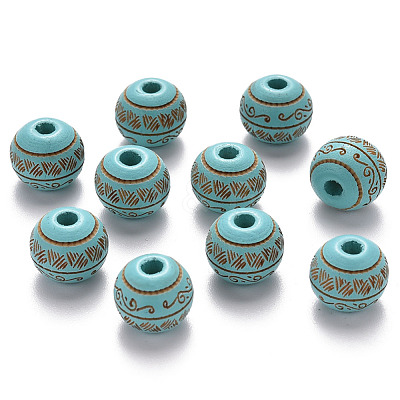 Painted Natural Wood Beads WOOD-N006-02A-05-1